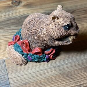 Vintage 90s Tom Rubel squirrel figurine Silver Deer Christmas Animals Collection